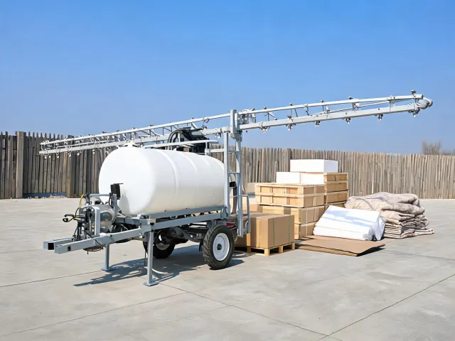 Farm sprayer loading and transport preparation